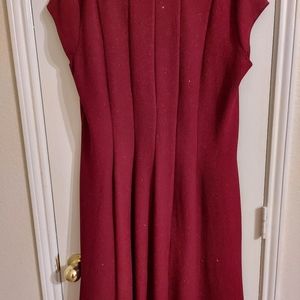 Burgundy Dress with Flare Skirt